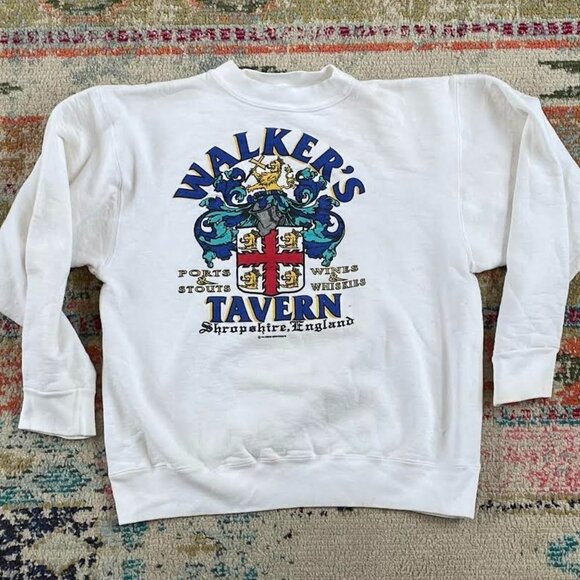 Vintage Walker's Tavern England Travel Tourism 1990s Crewneck Sweatshirt - Picture 1 of 5